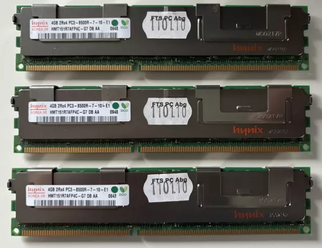 Hynix HMT151R7AFP4C-G7 - 12 GB DDR3-1066 RDIMM PC3-8500R 2Rx4 Server RAM