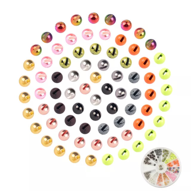 MUUNN 120pcs Slotted Tungsten Beads Assortment 12 Colors Tungsten Fly Tying Bead