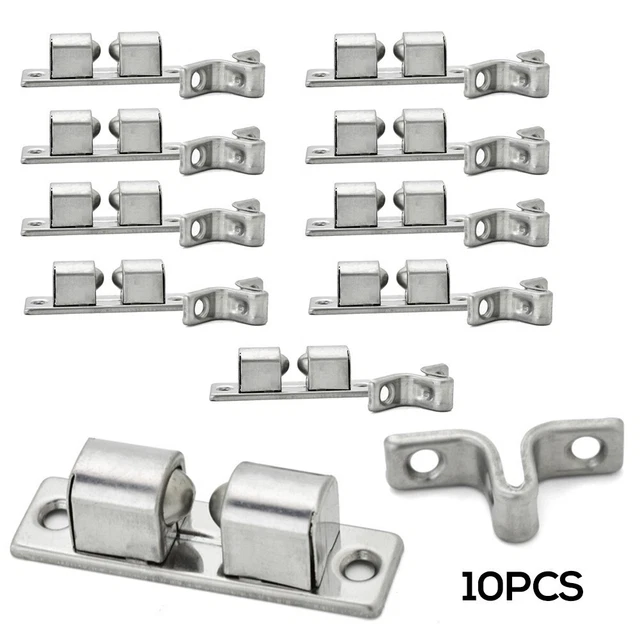 10xpcs Doppio Rullo Porta Serratura Acciaio Inox Armadietto Porta Closet Gancio