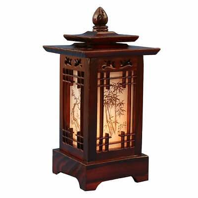Lampe d'art en bois sculpté lanterne marron asiatique table de chevet chambre