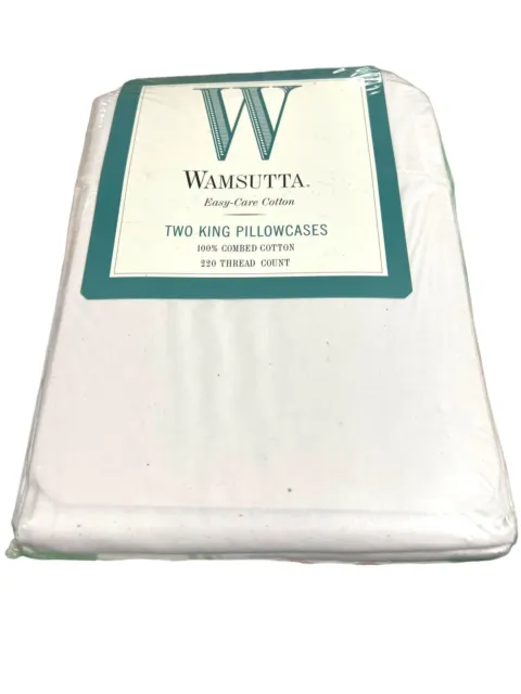 Wamsutta Pillow Cases 100% Combed Cotton PAIR KING WHITE color 200 TC USA MADE