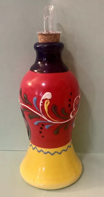 Anoru Ceramica Spain Hand Painted Multi Color Oil Dispenser ~ NEW Anoru Ceramica Spain Hand Painted Multi Color Oil Dispenser ~ NEW