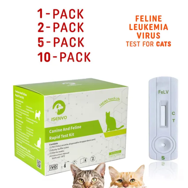 FeLV Feline Leukemia Virus Ag Rapid Test Kit for Cats Veterinary Pack 1,2,5,10