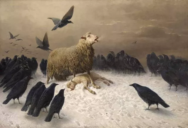 Gifts For The Home Art Wall Decor sheep and crow Oil Painting Printed on canvas