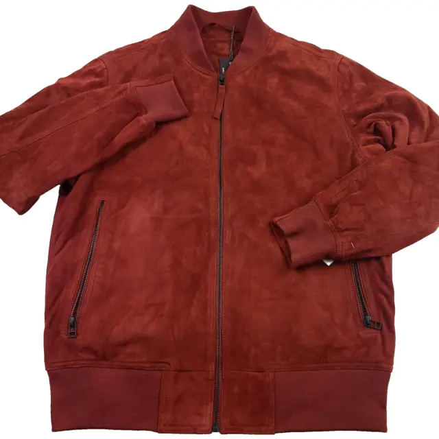 $398 BLANK NYC Red Light Suede Leather Full Zip Bomber Jacket Mens Size Medium