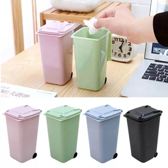 Mini Desktop Trash Can Plastic Waste Bins With Lid Household Clean Trash D_j LK