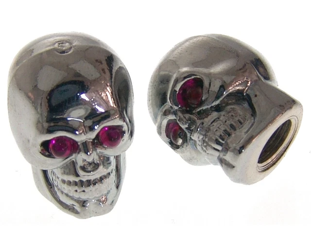 Couvre-soupapes Skull tête de mort chromés