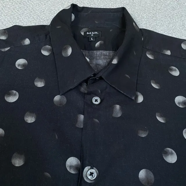 PS PAUL SMITH Shirt Mens Large Black Spotted Polka Dot Long Sleeve Button Up