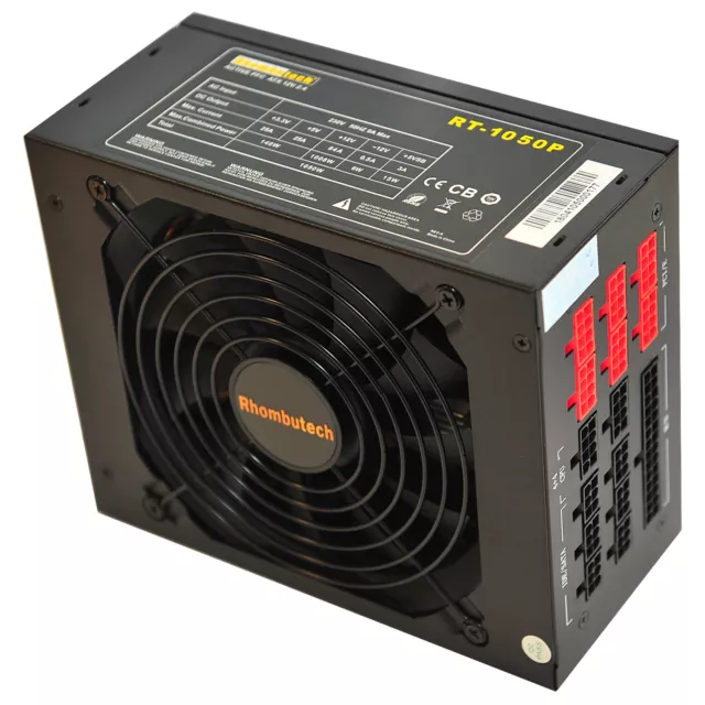 Rhombutech® 1050 Watt ATX Netzteil-Gaming Power-Vollkabelmanagement Aktiv PFC