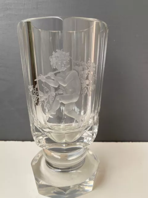 Fussbecher aus farblosem Kristallglas um 1880 Moser Karlsbad Antikglas Sammelngl