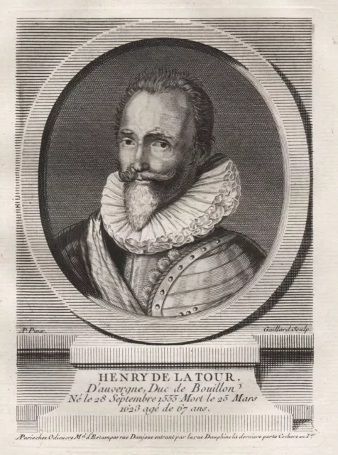 Henri de La Tour dAuvergne duc Bouillon Portrait engraving Kupferstich gravure