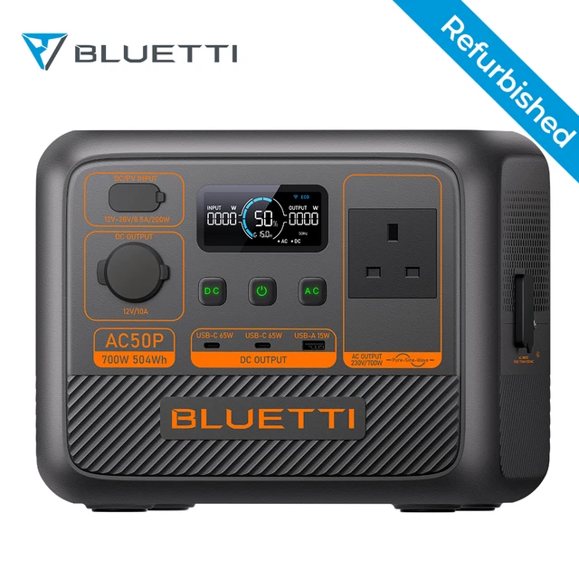 BLUETTI AC50P 504WH 700W Portable Power Station Solar Generator for ...