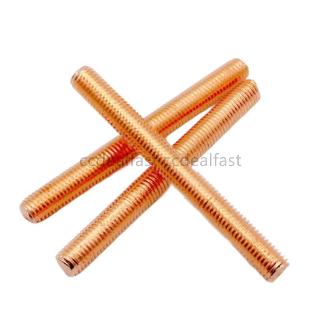 PURE COPPER THREADED Rods Metric Thread Stud Bolts M4 M5 M6 M8 M10 M12
