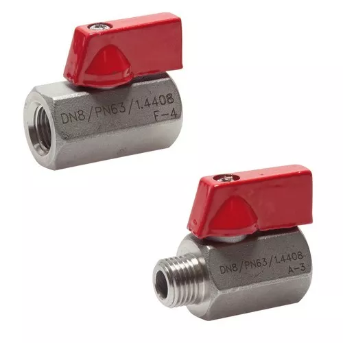 Acero Inox Mini Válvulas de Bola Válvula Grifo Agua Aire Combustible Aceite -