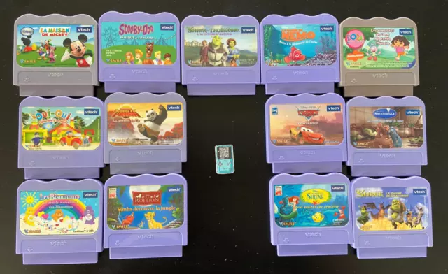 Lot 13 Jeux Vtech Mickey Ratatouille Winnie Cars Roi Lion Shrek Nemo