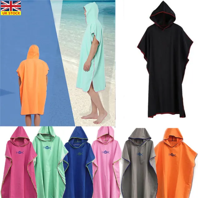 Hooded Towel Poncho Absorbent Dry Bathrobe Adult Unisex Beach Swim Changing Robe