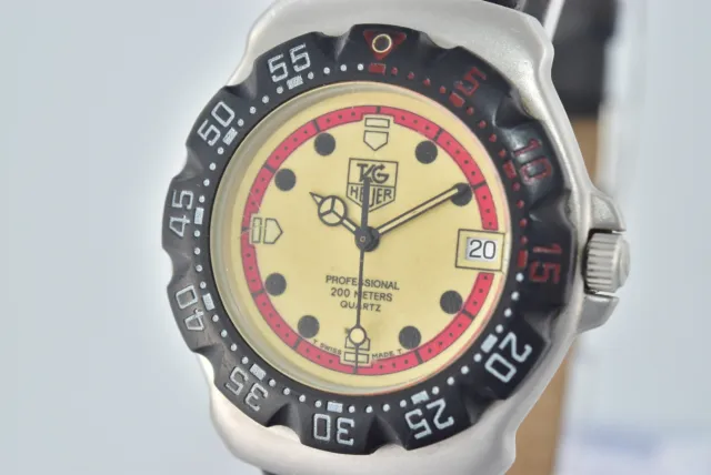 [Exc+5] Vintage TAG Heuer Formula 1 371.513 Cream Dial Men's Watch 200m Quartz