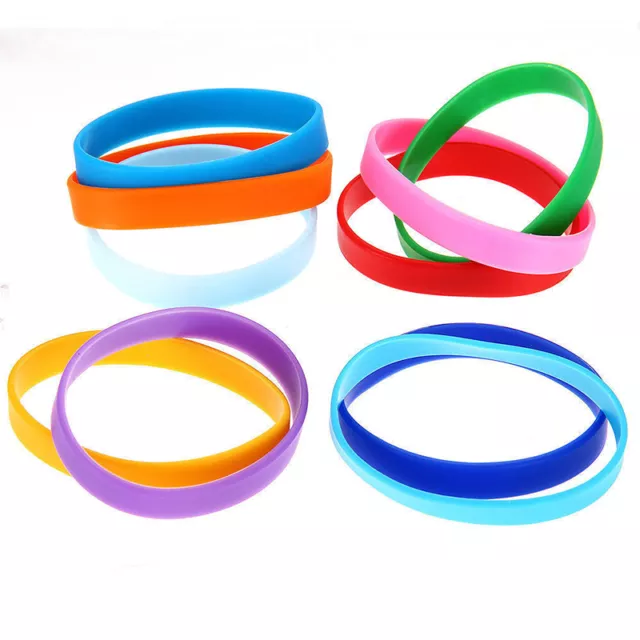 Silicone Sports Bracelet Bangle Rubber Fashion Mens Womens Cuff Wristband Acc 2