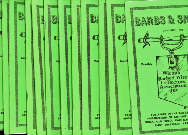 1978 Antique Barbed Wire Collectors Club - Ext Rare Book Set - 12 Monthly Issues