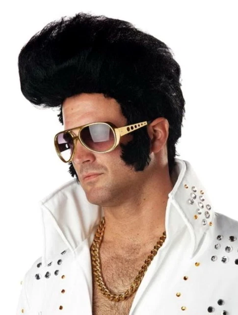 Rock And Roll Black Wig 50's-60's Men Costume Accessory Sideburns Elvis Style