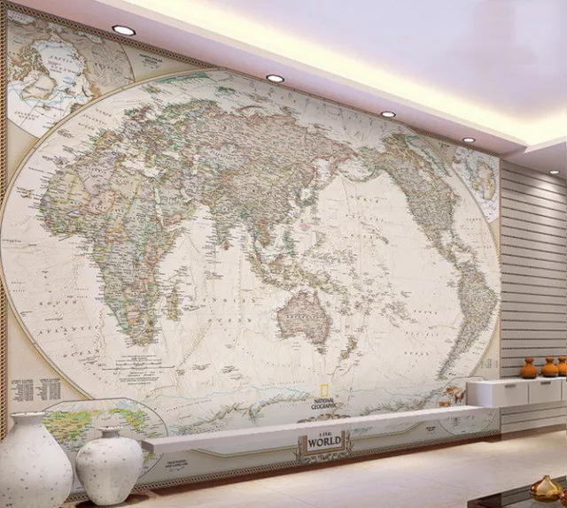 Classic HD Business World Map 3D Wallpaper Wall Decals Art Print Office Mural