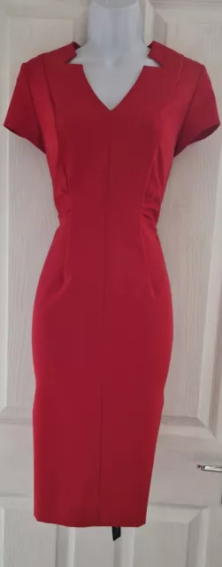 Women's Roman Dress NEW Uk10 Red Pencil Short Sleeve Work Business Party Sexy