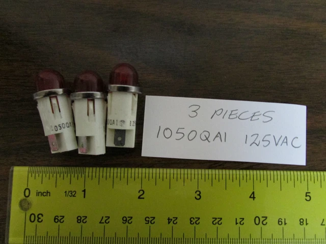 3 Pièces Chicago Miniature 1050QA1 Panneau Indicateur Lampe Néon Rouge 125VAC