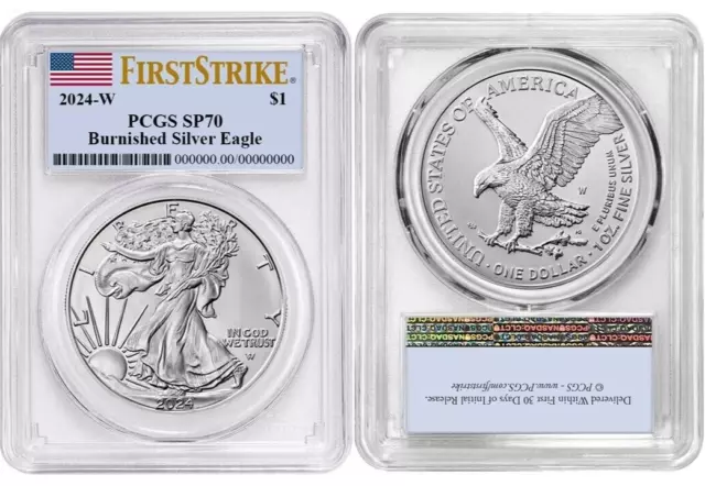 Presale 2024 W Silver American Eagle $1 Burnished PCGS SP70 FirstStrike #2