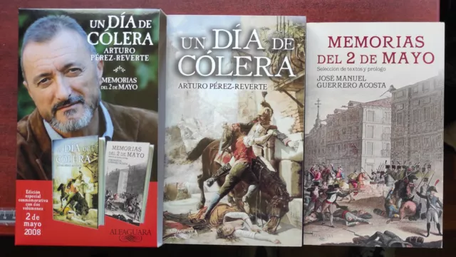 Lote 2 Libros+Caja Cartón 1-Un Día De Cólera P. Reverte+2-Memorias Del 2 De Mayo