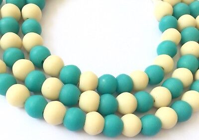 Fine Opaque Turquoise Cream Padre Bohemian glass African trade beads
