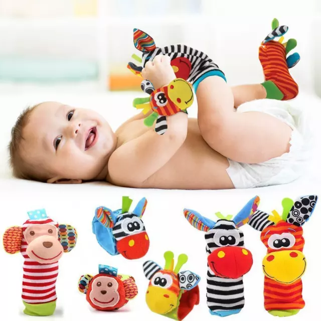 Baby Sensory Toys Foot-Finder Socks Bracelet Wrist Rattles Set Christmas Gifts