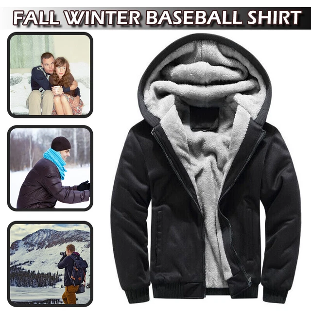 New Mens Thick Warm Fleece Lined Hoodie Zip Up Winter Coat Jacket Hooded Outwear