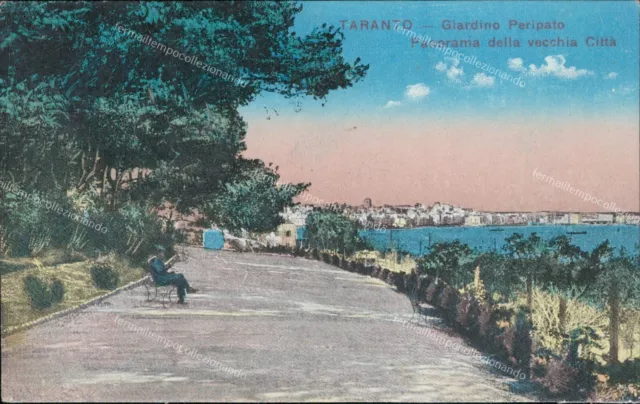 ar435 cartolina taranto citta' giardino peripato panorama della vecchia citta'