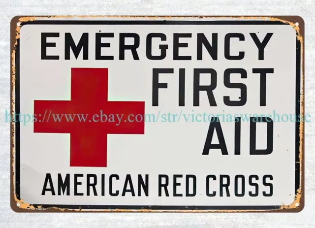 American Red Cross Emergency First Aid metal tin sign decor home kitchen