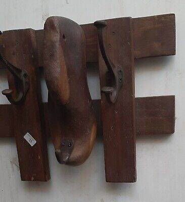 Antique old wooden coat hangers brown color wall hanging shoe hooks home decor 3