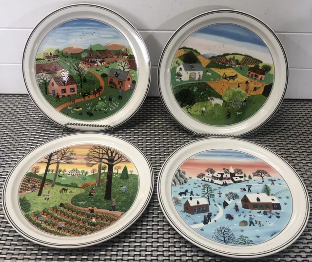 Villeroy & Boch Winter Plate No. 1-4 Naif Gerard Laplau Folk Art Four Seasons