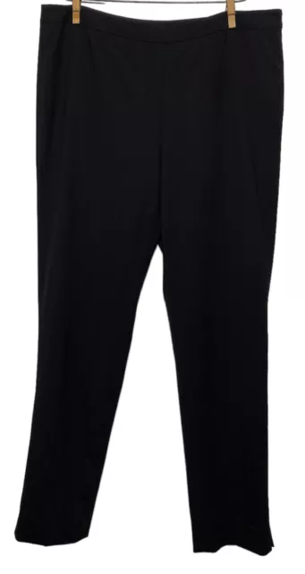 LAFAYETTE 148 Pants Women Size 12 Bleecker Black Straight Leg Virgin Wool Crepe