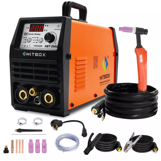 HITBOX TIG Welder Stick 110/220V Inverter IGBT TIG Welding Machine HBT2000NEW