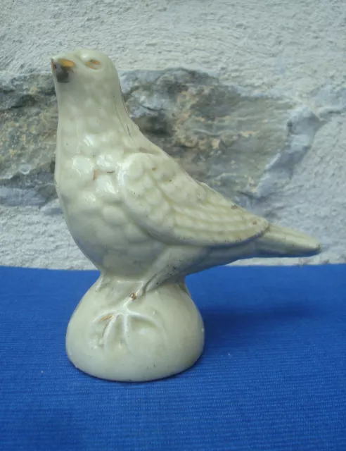 V32 Tirelire a Casser Ancienne Faience Barbotine Oiseau moneybox bird