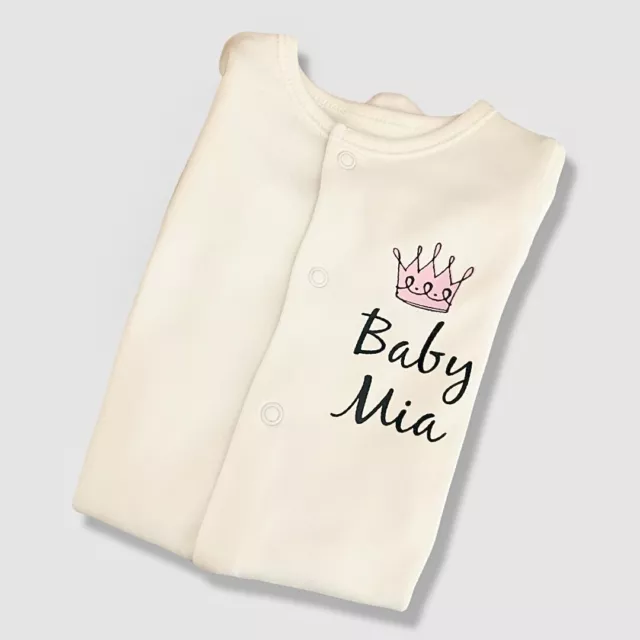 PERSONALISED baby girl babygrow PRINCESS crown sleepsuit BABY SHOWER GIFT