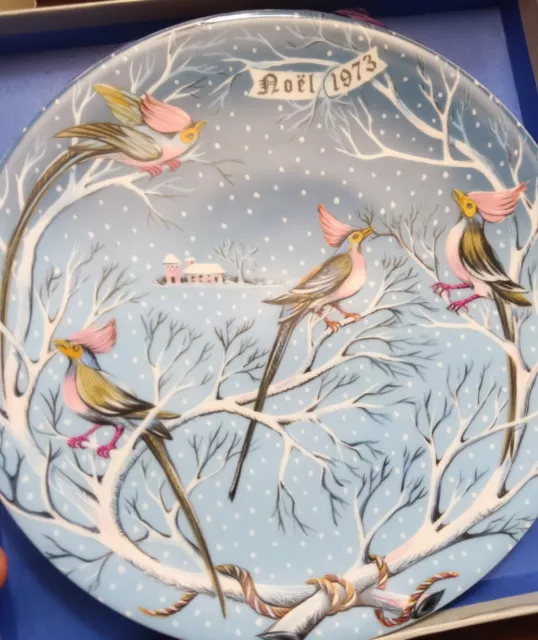 Haviland Limoges 12 Days of Christmas Plate 1973 FOUR COLLY BIRDS - Signed