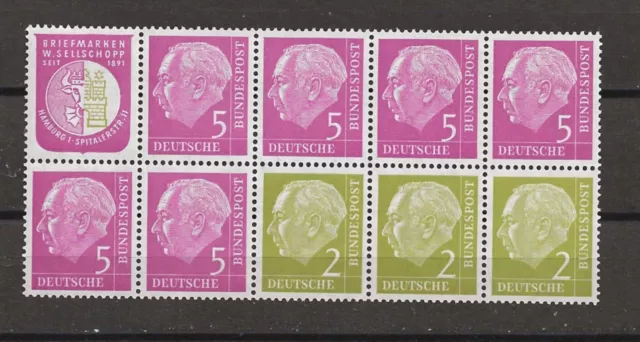 Bund  von 1956 Michelnummer  H-Blatt 6 aus MH 3 ohne Rand postfrisch bitte lesen