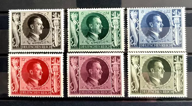 ww2 German 3rd Reich Real full set of 6 stamps 54th Birthday of Adolf Hitler MNH