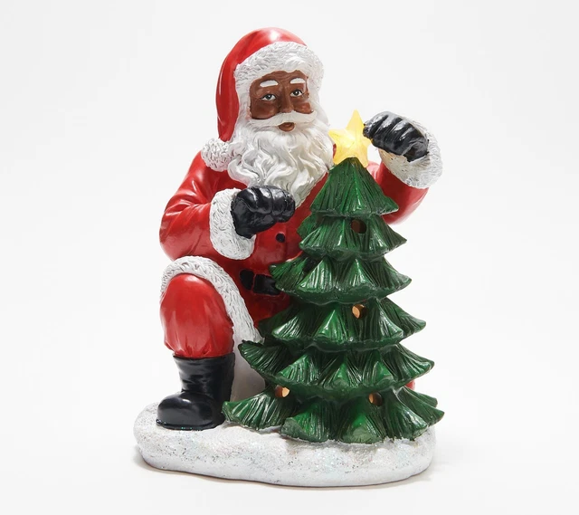 KRINGLE EXPRESS ILLUMINATED Black Santa with Christmas Tree QVC H227486