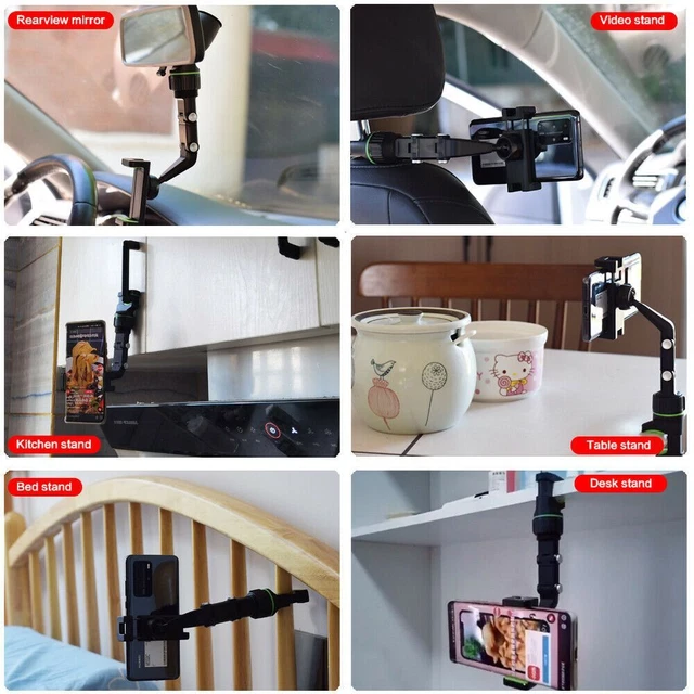 voiture Rétroviseur de voiture Support de téléphone portable Rotation à 360 ° 8