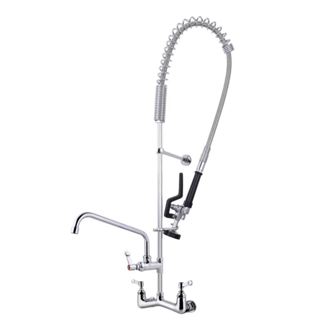 MaxSen Commercial Sink Faucet With Pre Rinse Sprayer 8" Center Wall Mount