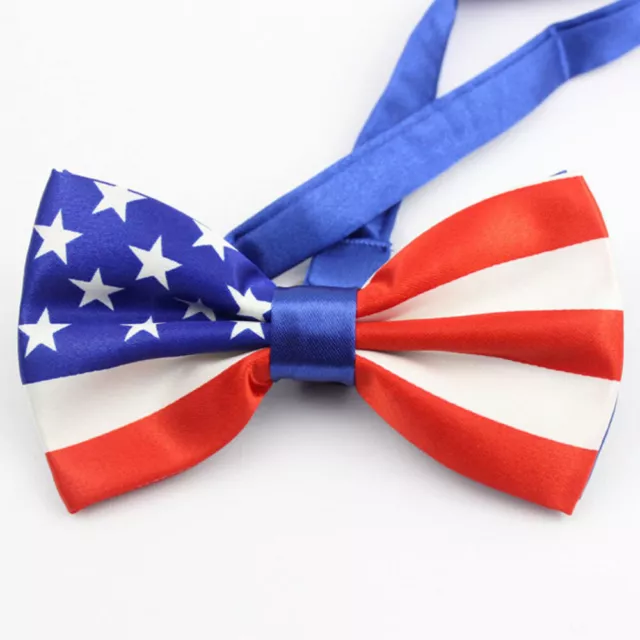 NOVELTY BOWTIE MEN Suit Fashion USA Flag Big Bow Tie Patriotic Bowknot ...