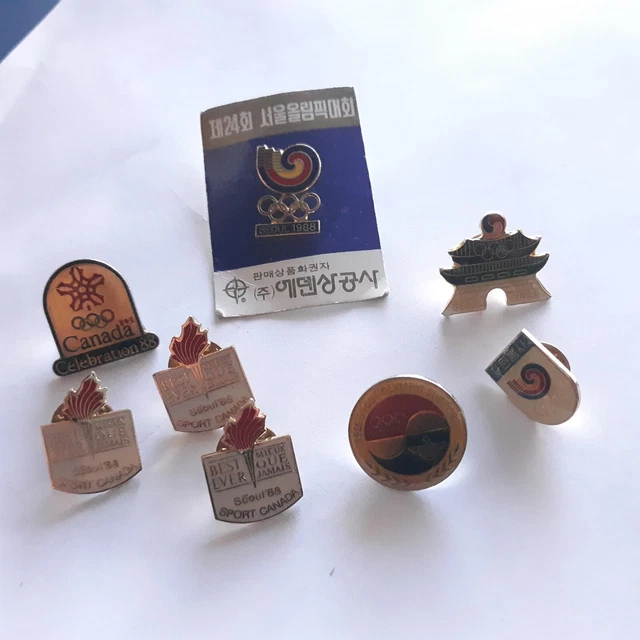1988 Seoul Olympics Canada Enamel Metal Vest Jacket Hat Pins