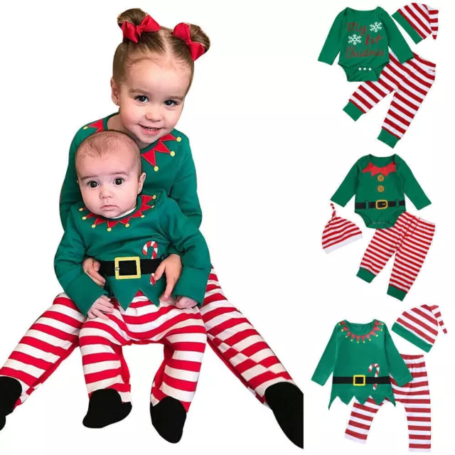 Toddler Baby Boys Girls Elf Costume Christmas Fancy Dress Xmas Party OutfitSet'ᑳ