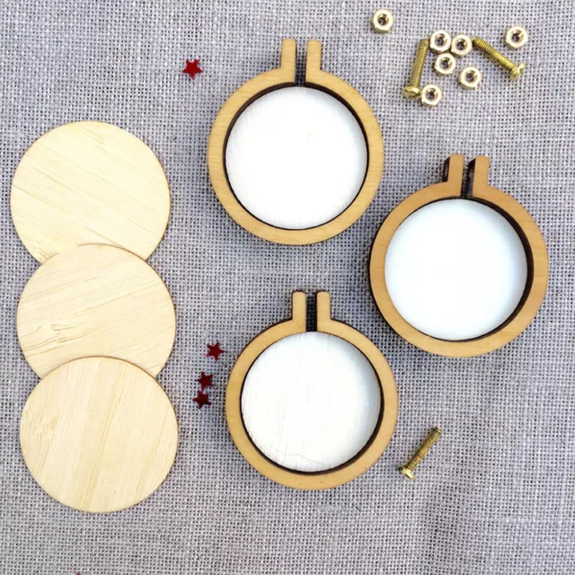 DIY Round Mini Wooden Cross Stitch Embroidery Hoop Ring Frame Machine FixeD'ID 2